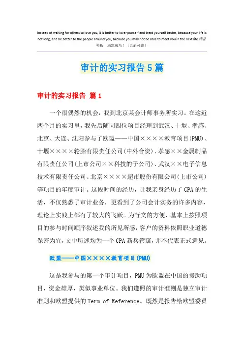 审计的实习报告5篇