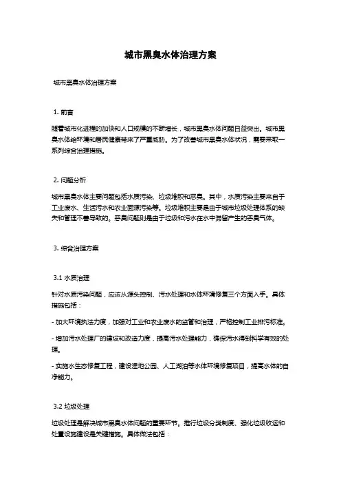 城市黑臭水体治理方案