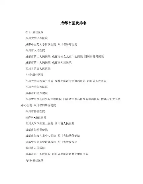 成都市医院排名