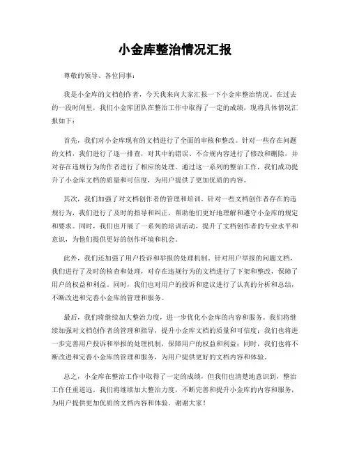 小金库整治情况汇报