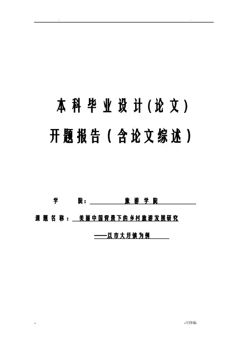 美丽中国背景下的乡村旅游发展研究开题报告
