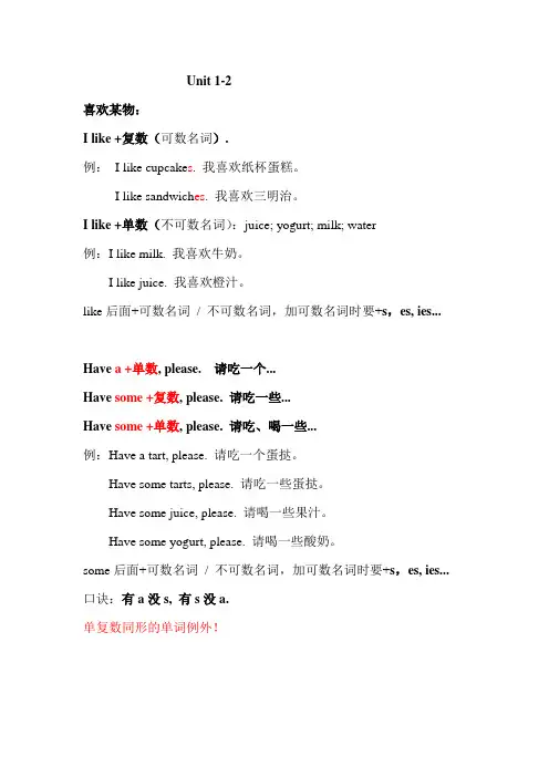 英语二年级下(译林版) 知识点汇总