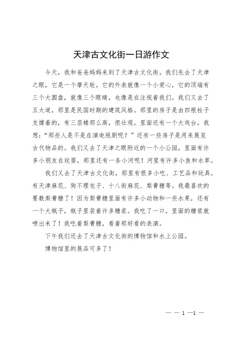 天津古文化街一日游作文