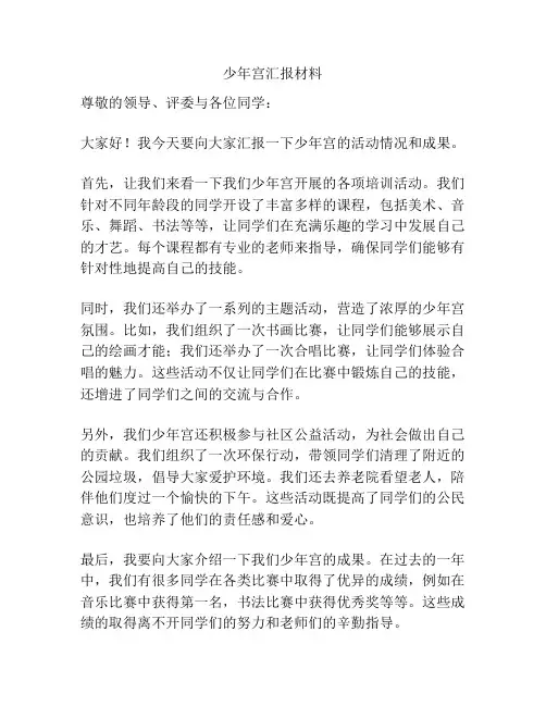 少年宫汇报材料