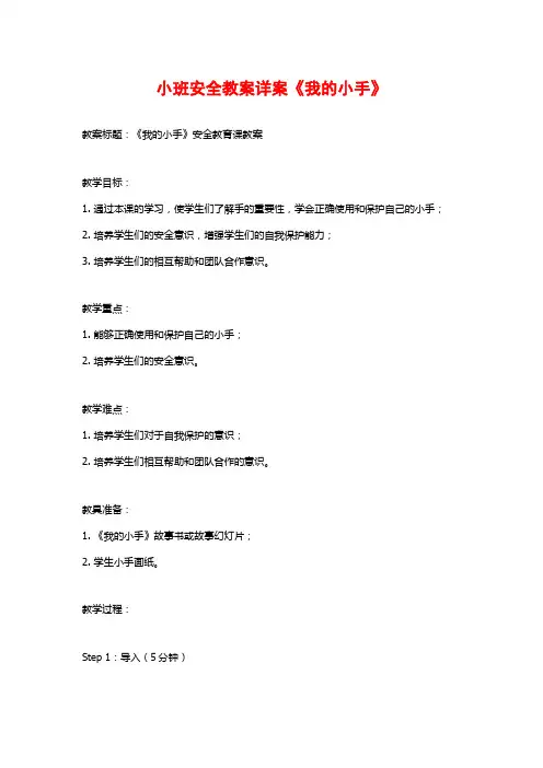 小班安全教案详案《我的小手》 (2)