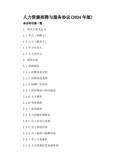 人力资源招聘与服务协议(2024年版)