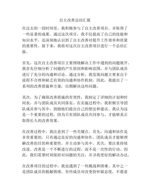 自主改善总结汇报