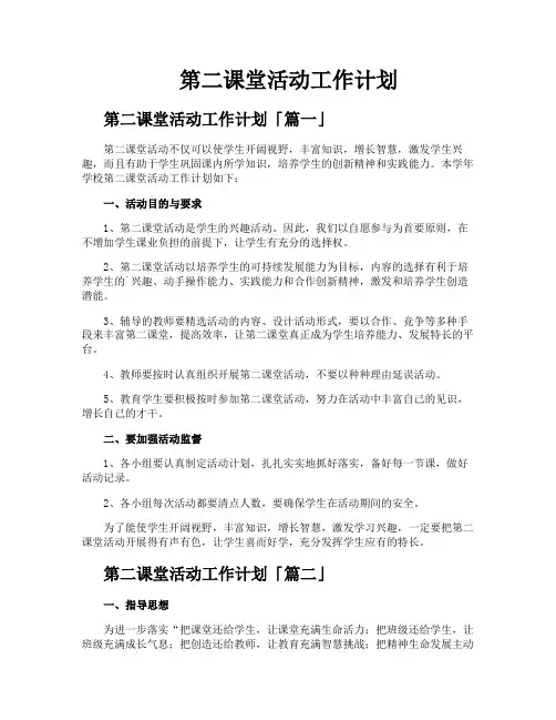 第二课堂活动工作计划