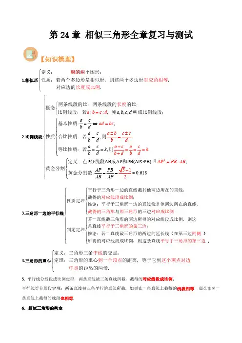 第24章 相似三角形全章复习与测试(原卷版)