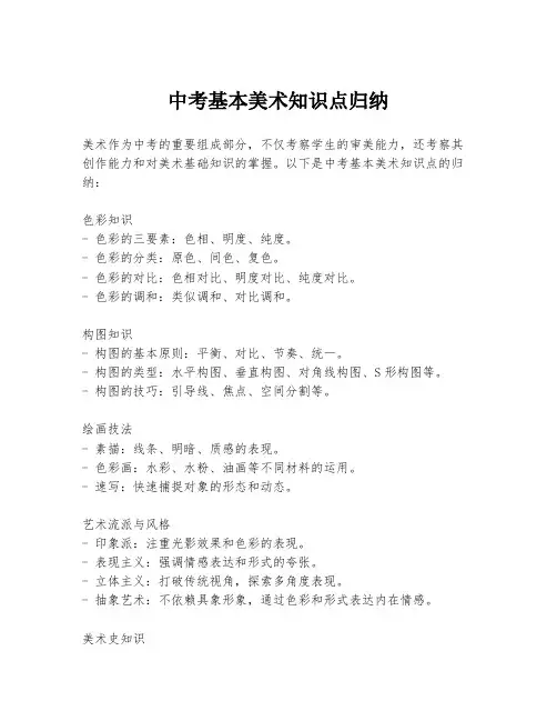 中考基本美术知识点归纳