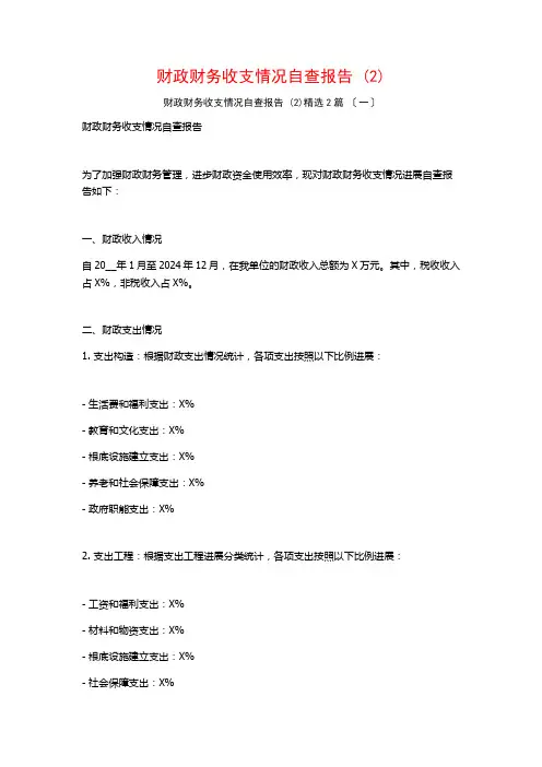 财政财务收支情况自查报告 ()篇