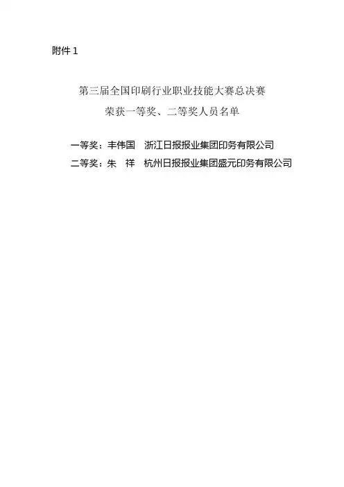 全国印刷行业职业技能大赛总决赛荣获一等奖二等奖