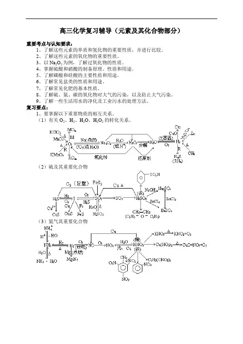 高三化学复习辅导(元素及其化合物部分).doc