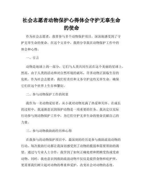 社会志愿者动物保护心得体会守护无辜生命的使命
