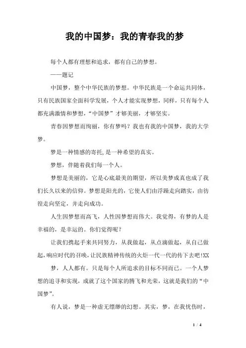 我的中国梦：我的青春我的梦