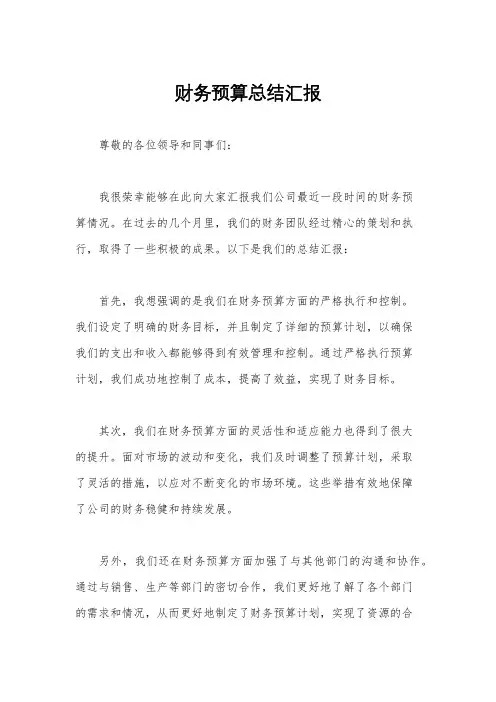 财务预算总结汇报