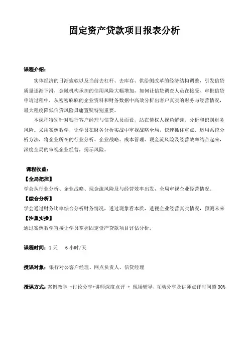 《固定资产贷款项目报表分析》