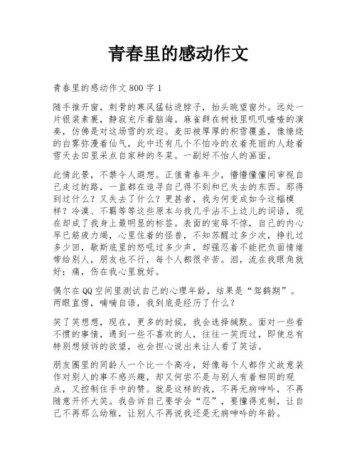 青春里的感动作文