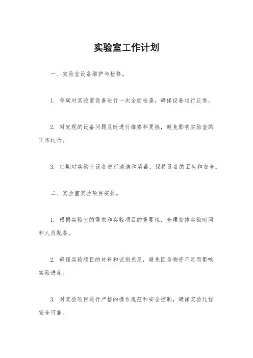 实验室工作计划