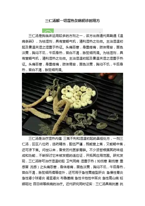 三仁汤解一切湿热杂病初诊时用方