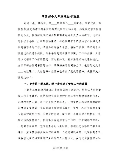 项目部个人年终总结标准版(五篇)