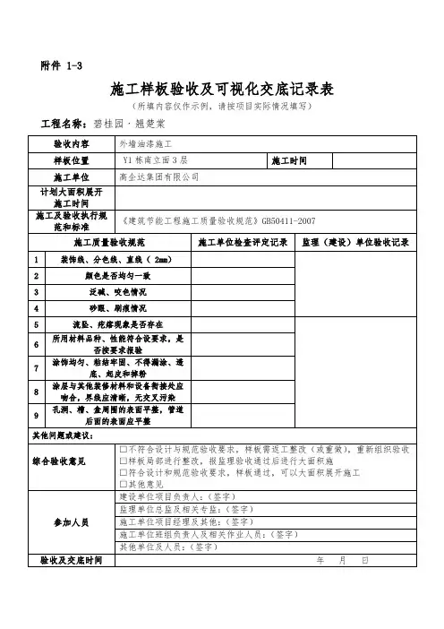 样板验收(外墙涂料)