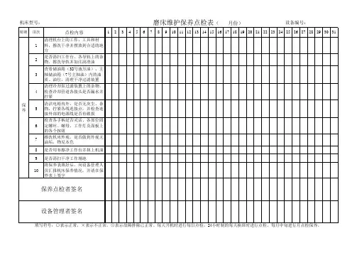 磨床维护保养点检表