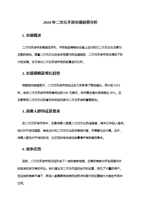 2024年二次元手游市场前景分析