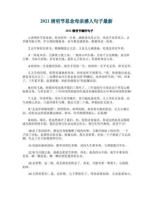 2021清明节思念母亲感人句子最新
