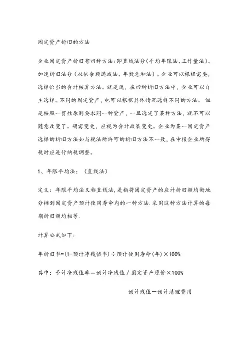 固定资产折旧方法大全及例题解释