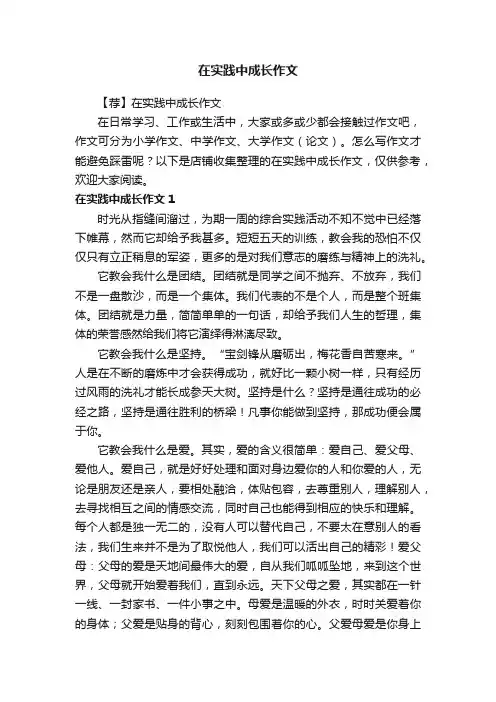 在实践中成长作文