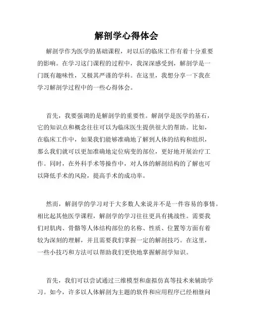 解剖学心得体会