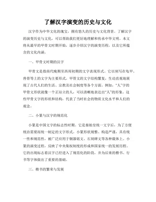 了解汉字演变的历史与文化