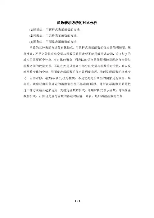 数学知识：函数表示方法的对比分析