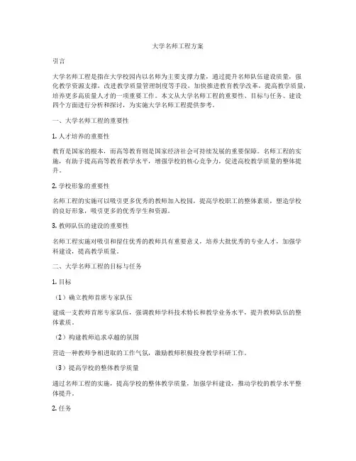 大学名师工程方案