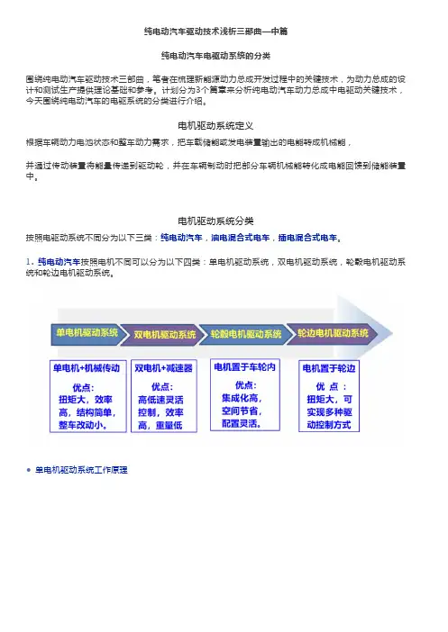 纯电动汽车电驱动系统的分类