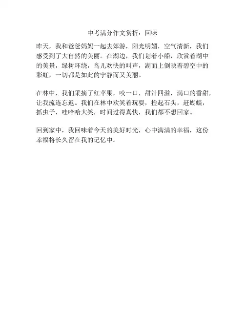 中考满分作文赏析：回味