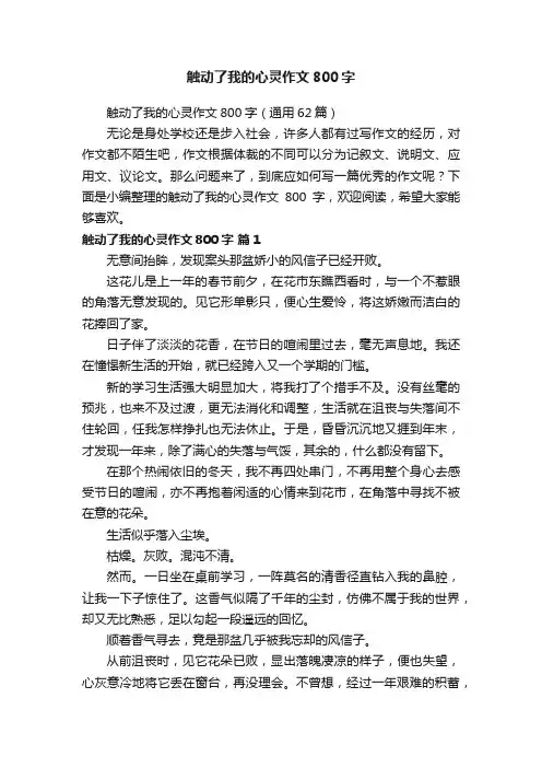 触动了我的心灵作文800字