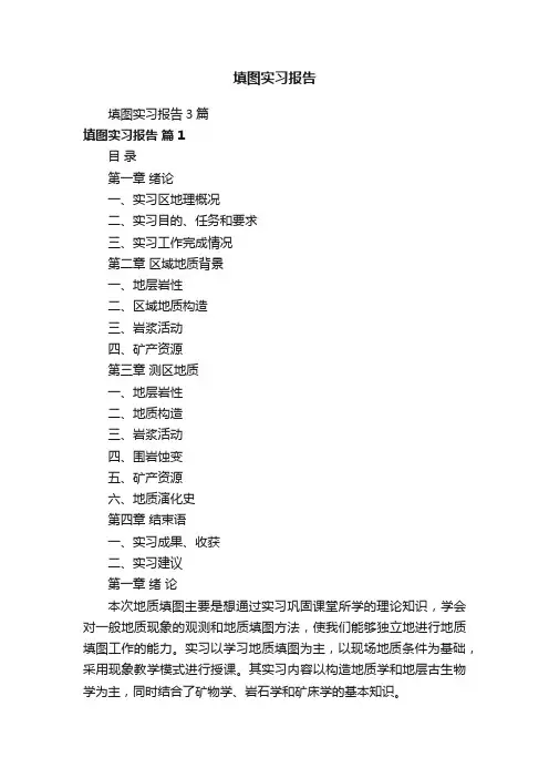 填图实习报告3篇