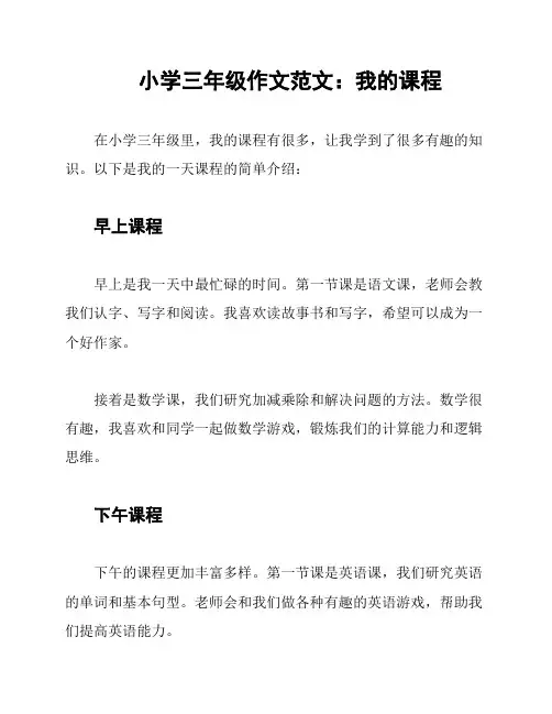 小学三年级作文范文：我的课程
