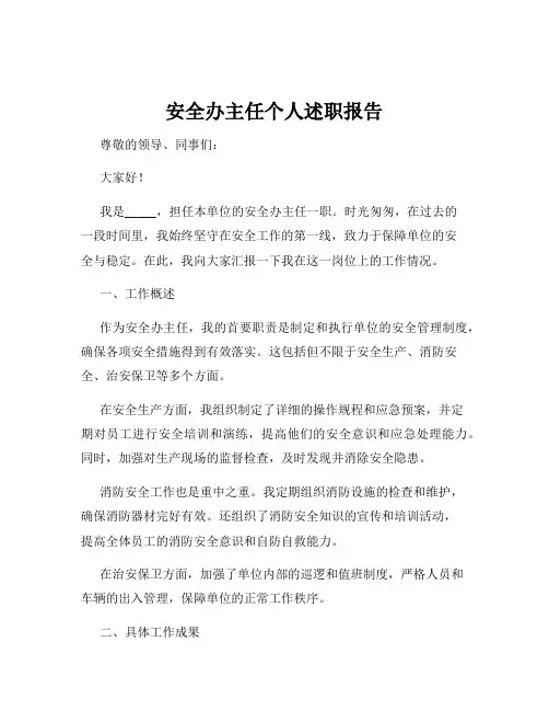 安全办主任个人述职报告