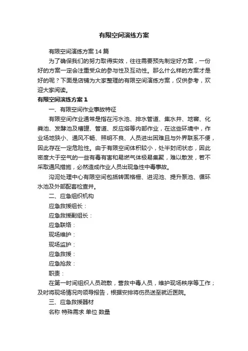 有限空间演练方案