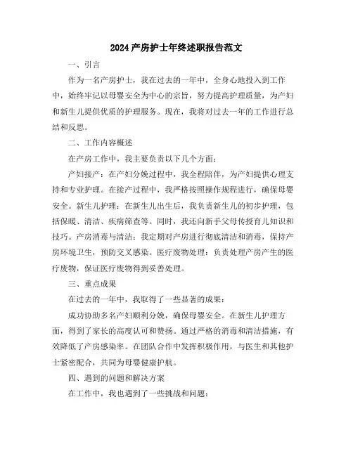 2024产房护士年终述职报告范文