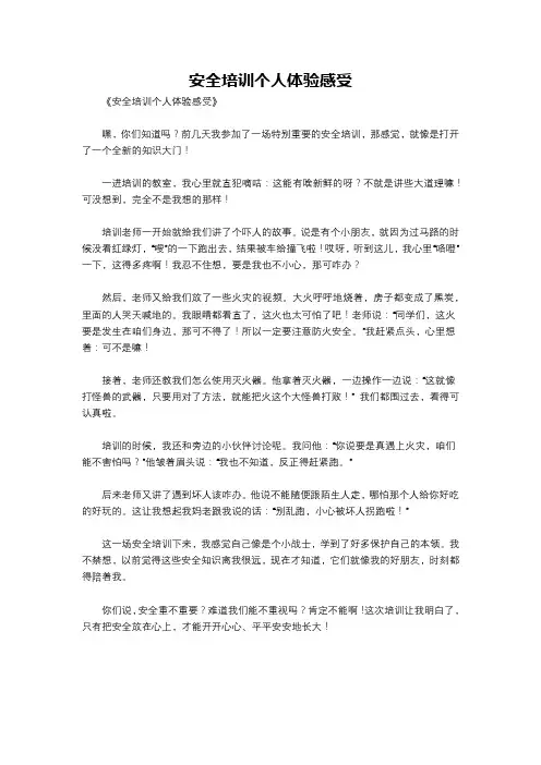 安全培训个人体验感受