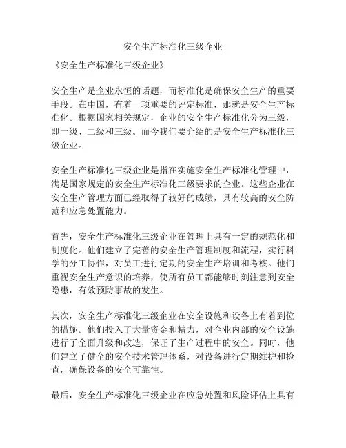 安全生产标准化三级企业