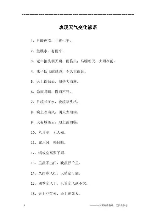 表现天气变化谚语