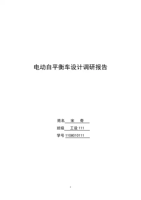 电动自平衡车调研报告