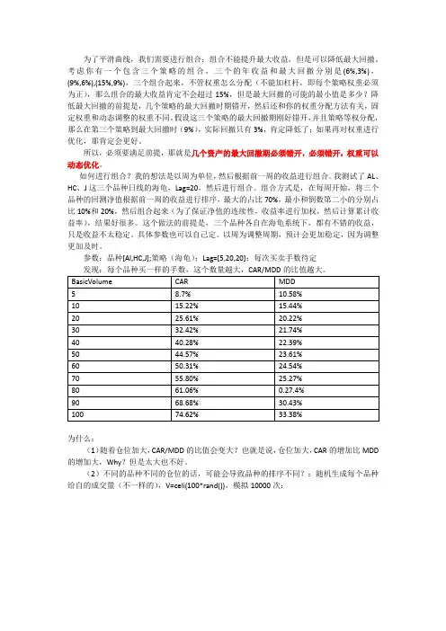 期货量化投资策略研究_组合权重动态优化