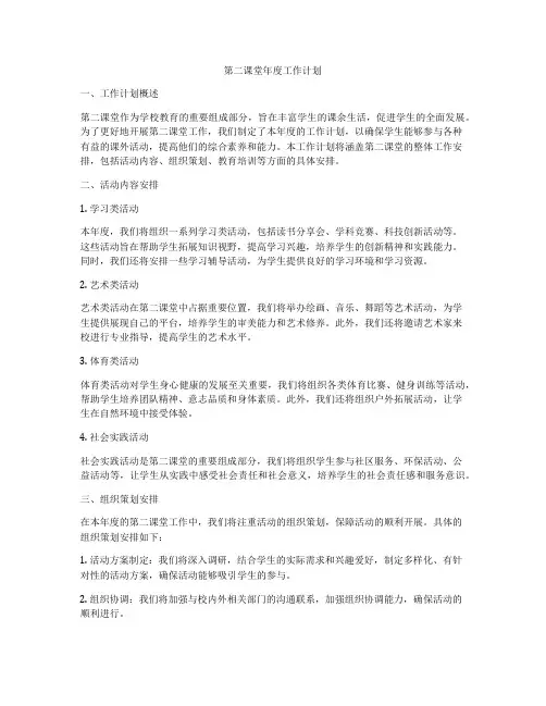 第二课堂年度工作计划