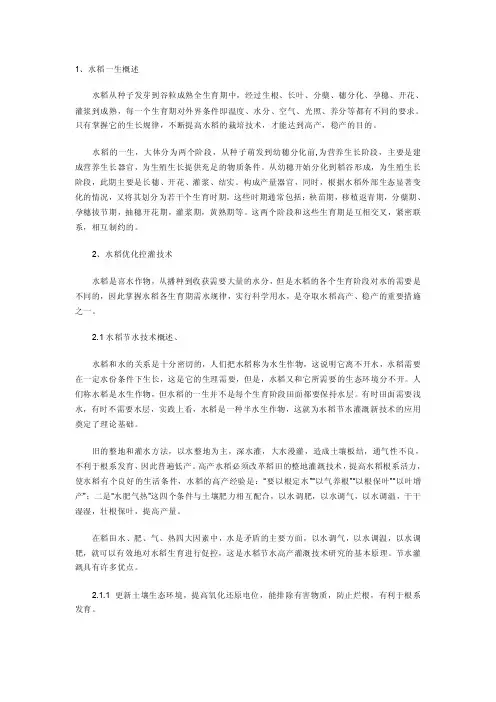 水稻一生概述